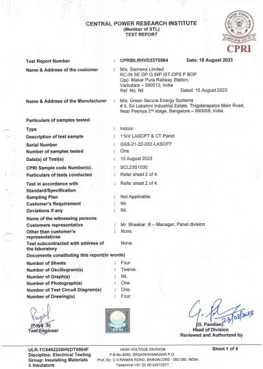 CPRI TEST REPORT - Certificate